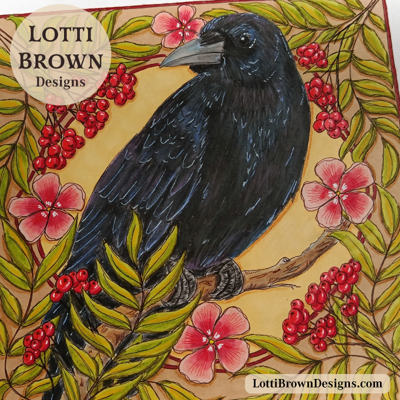 Raven drawing, showing detail