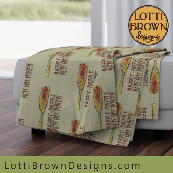 Spoonflower Red Hot Poker blanket