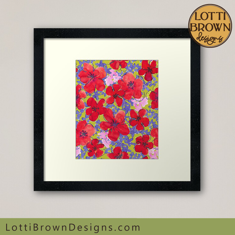 Red poppies framed art print