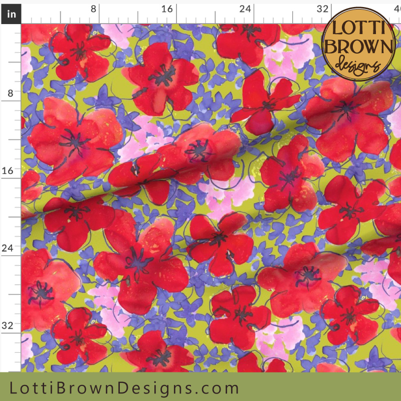 Gorgeous red poppy print fabric