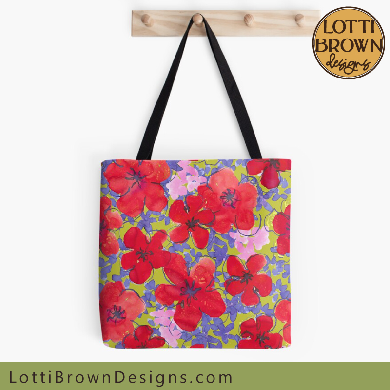 Red poppies tote bag