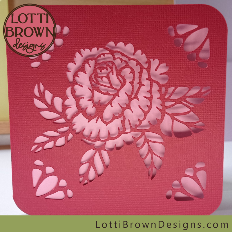 Red rose card with 3D effect