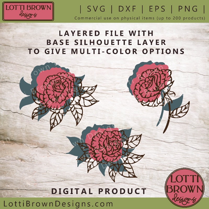 Layered rose SVG files