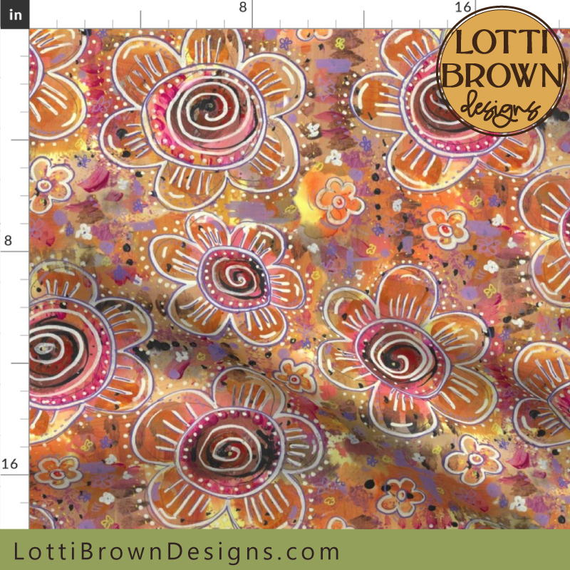 70s boho floral retro fabric 2