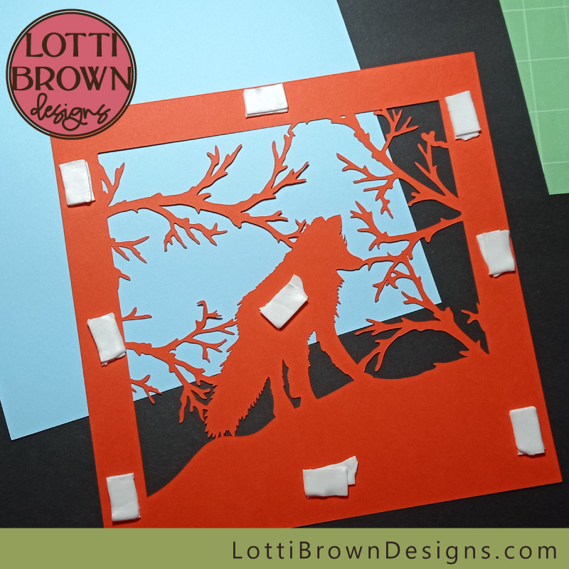 Adding the red layer to the fox shadow box project