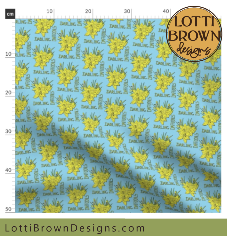 Small-scale daffodils fabric