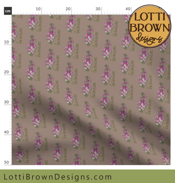 Small-scale foxgloves fabric