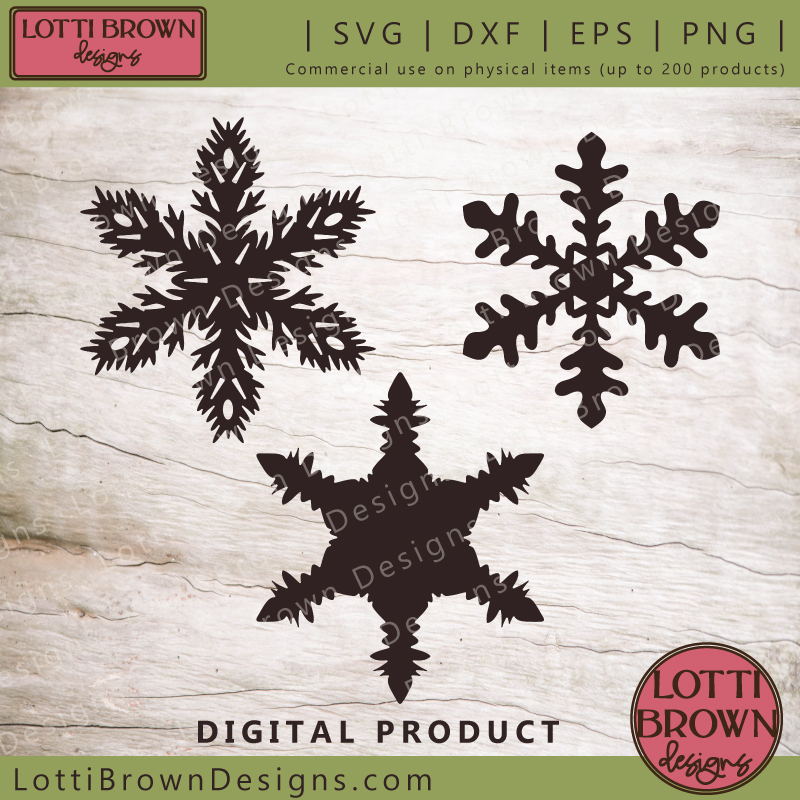 Snowflake SVG bundle of 3 designs