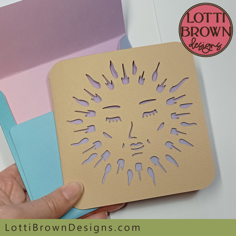 Sun face mystical greeting card template
