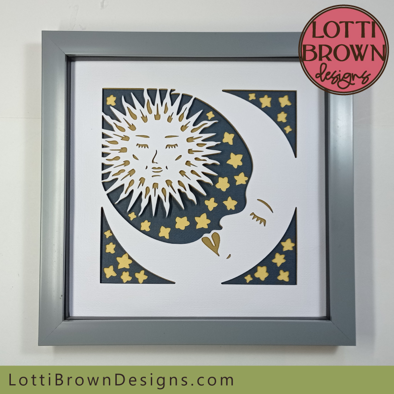 Sun and moon shadow box papercut project