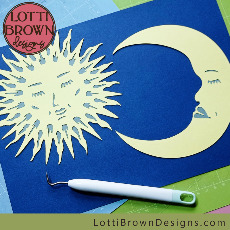 Sun and moon SVG files papercut