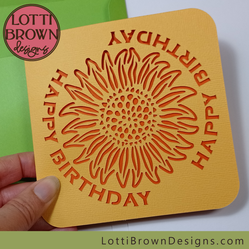 Sunflower happy birthday card SVG template