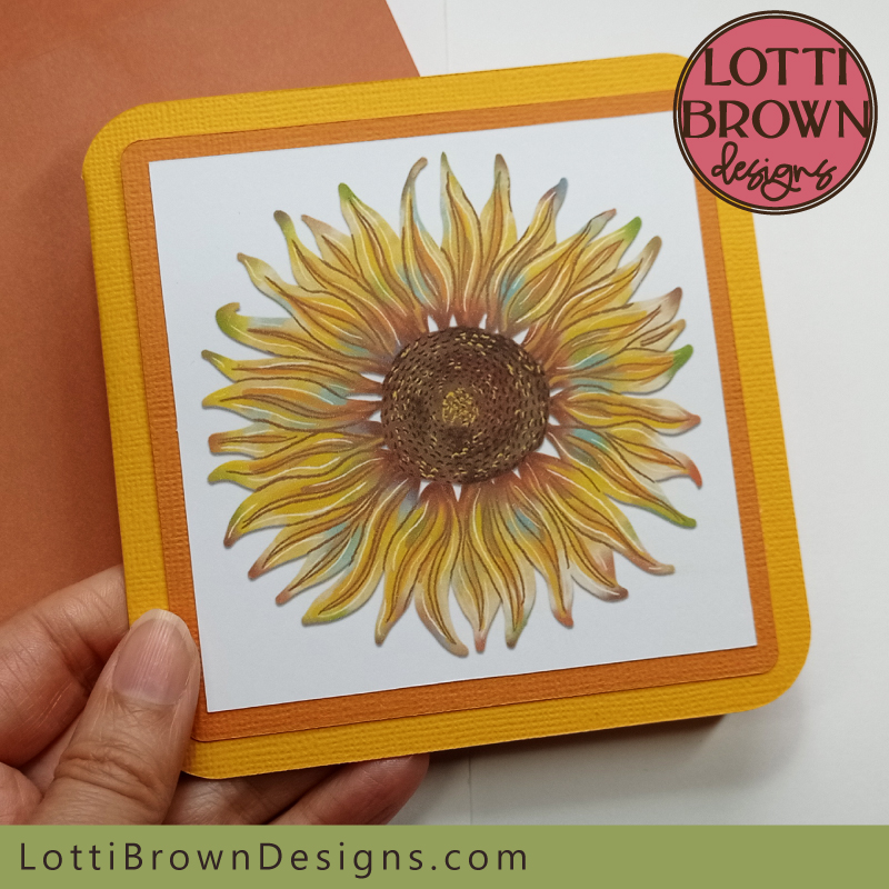 Sunflower print then cut card template