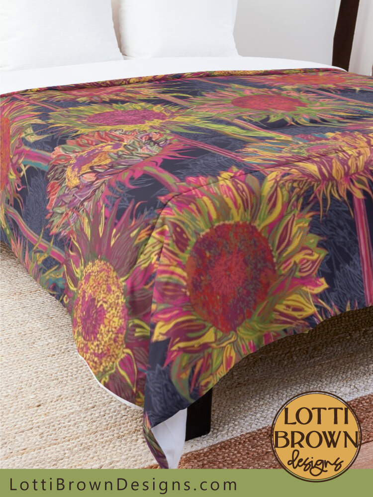 Rainbow sunflowers comforter
