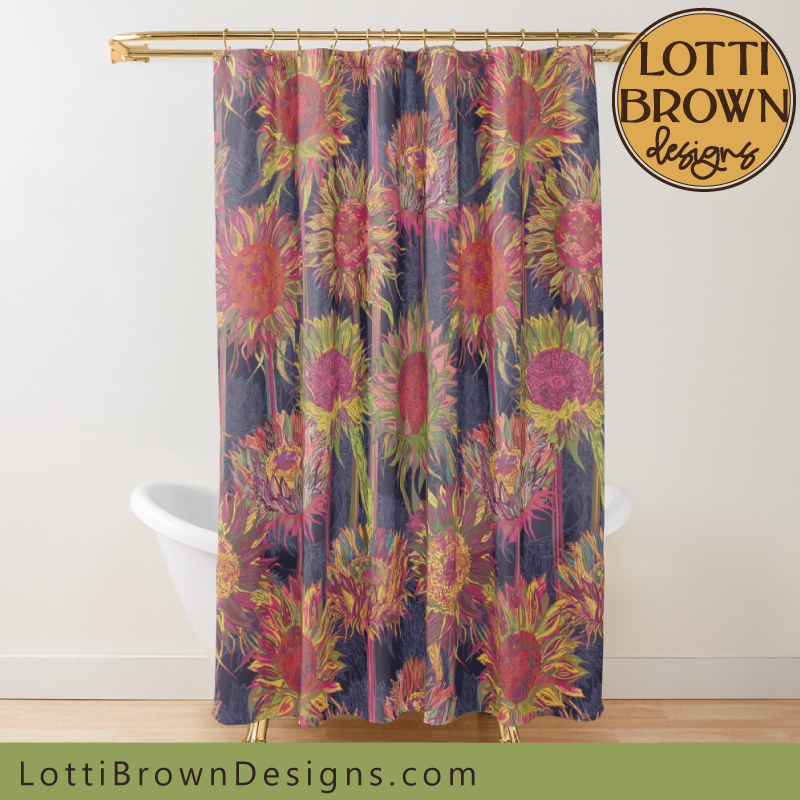 Rainbow sunflowers shower curtain