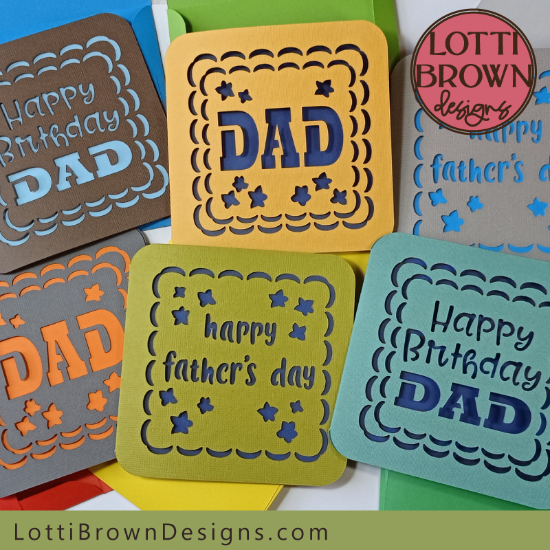 A selection of Dad card SVG templates - ideal for Dad's birthday, Father's Day or other Dad occasions!