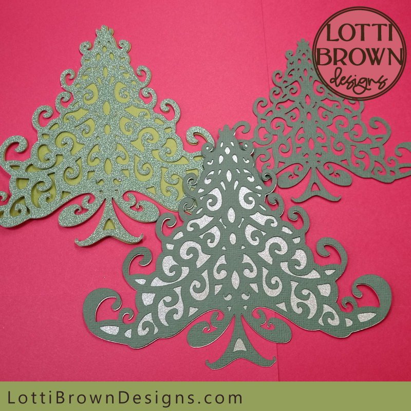 Swirly Xmas tree cut file template for Cricut and other cutting machines