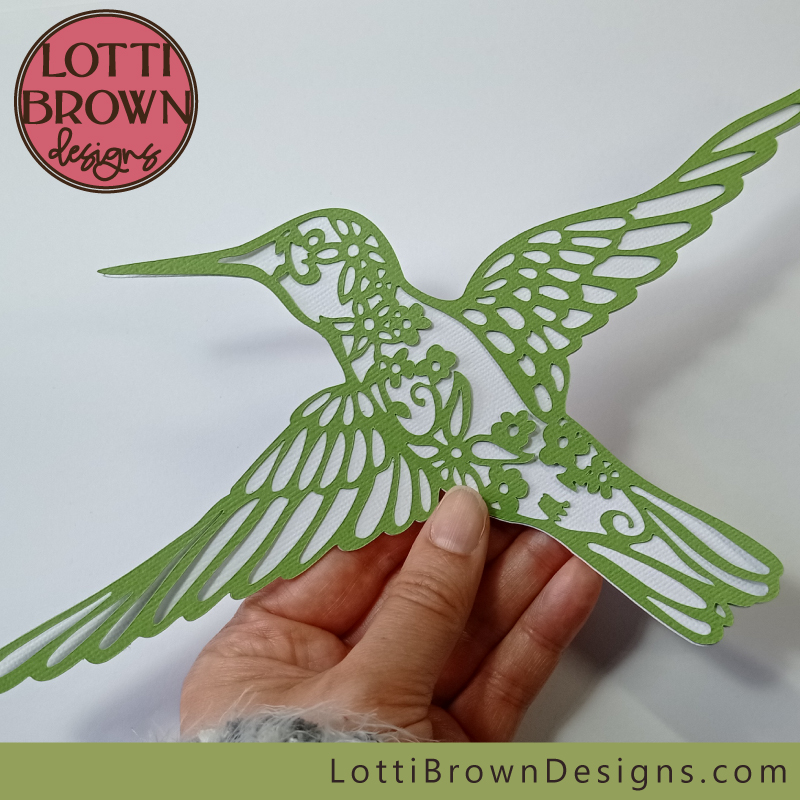 Floral hummingbird papercut template