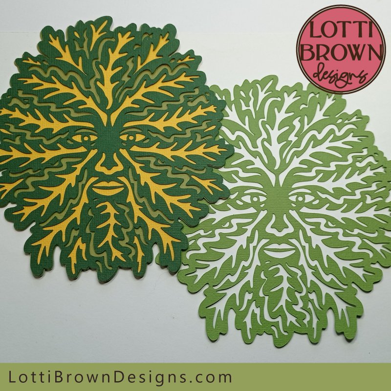 Beautiful Green Man SVG file for crafting with your Cricut or similar cutting machine or cut by hand. Use just the top layer or all three for a multicolour look