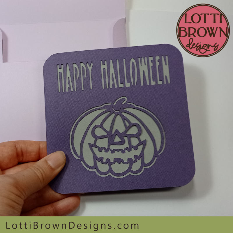 Purple Halloween card SVG template