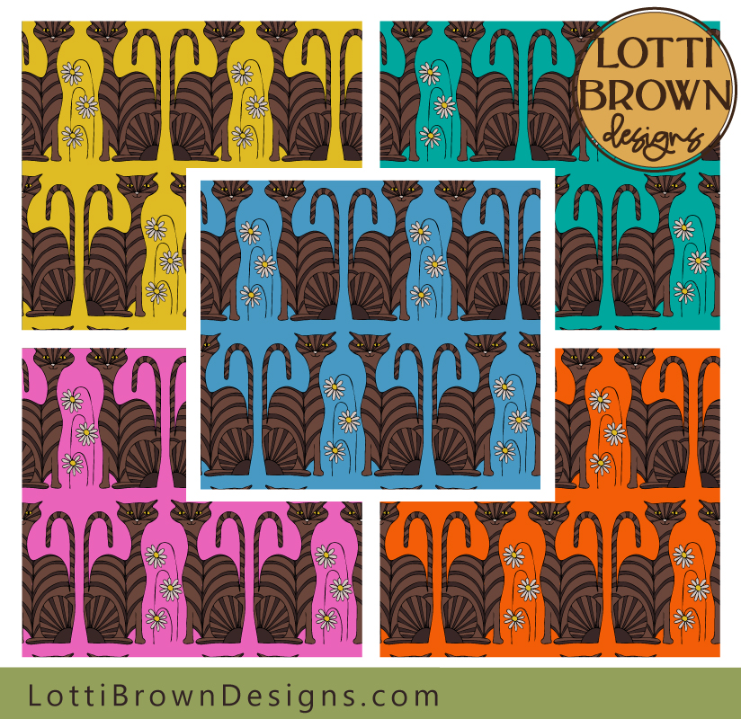 Tabby cat cotton fabrics bright