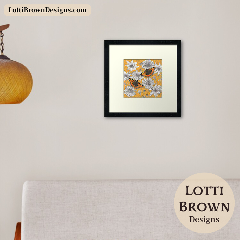 Tortoiseshell butterflies framed art print