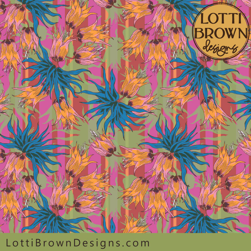 Maximalist fabric and wallpaper - bold and bright - pink, teal, orange