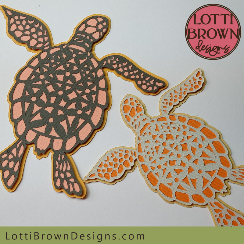 Layered sea turtle SVG cut file