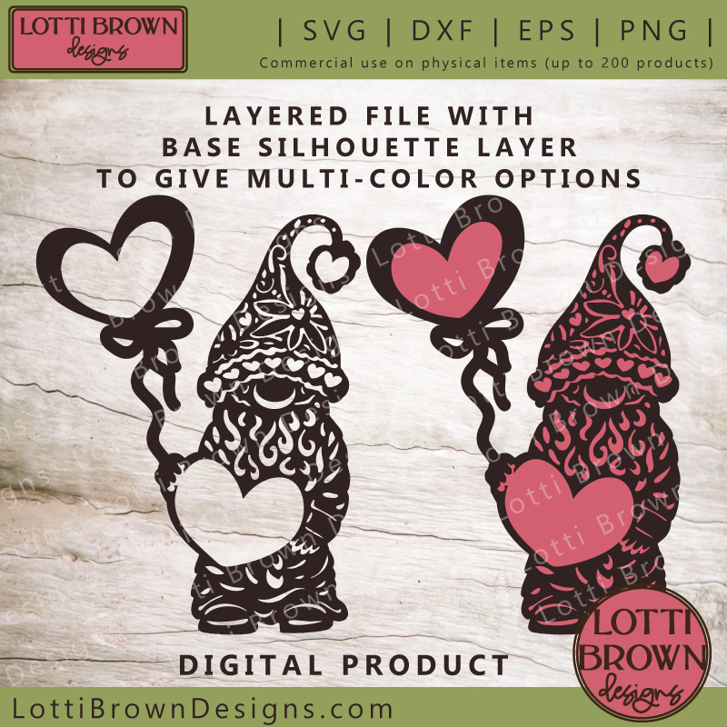 Different looks using layers - Valentine gnome SVG