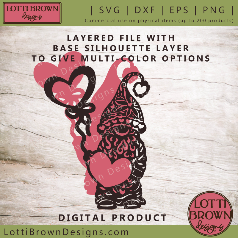 Layered valentine gnome SVG file