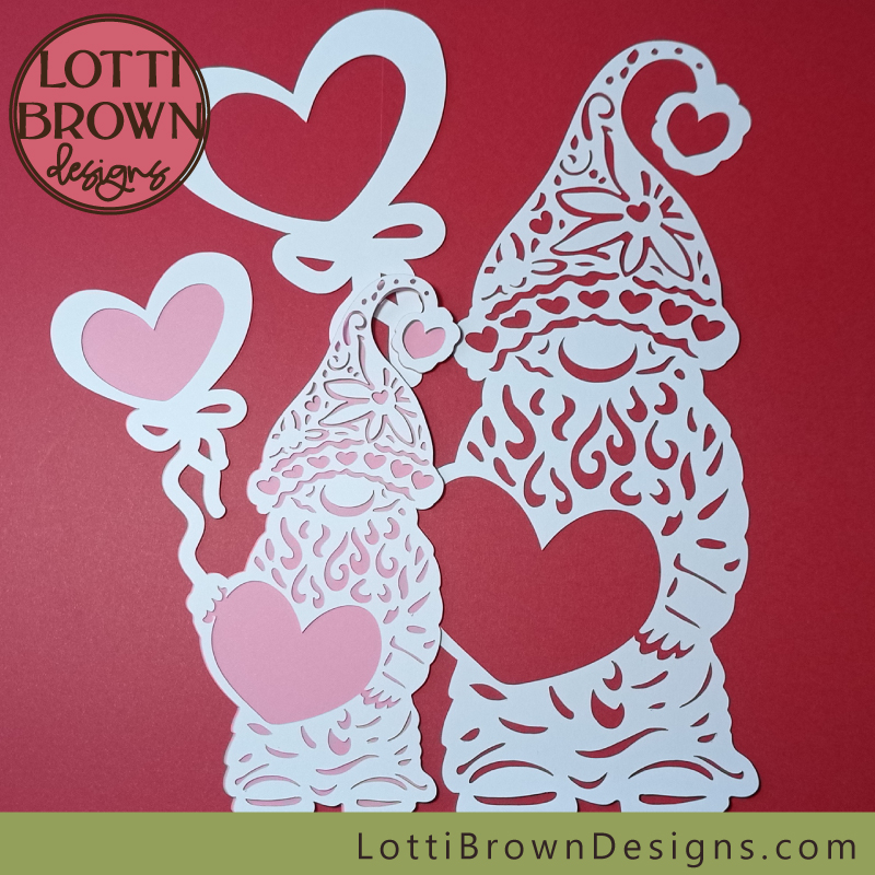 Valentine gnome papercuts