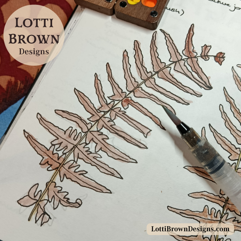Watercolour bracken drawing in my nature journal