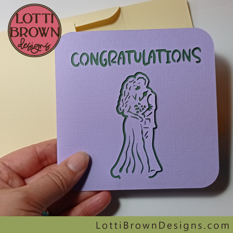 Beautiful wedding card SVG designs for Cricut and other cutting machines - cut, score and make! Includes craft tutorial.