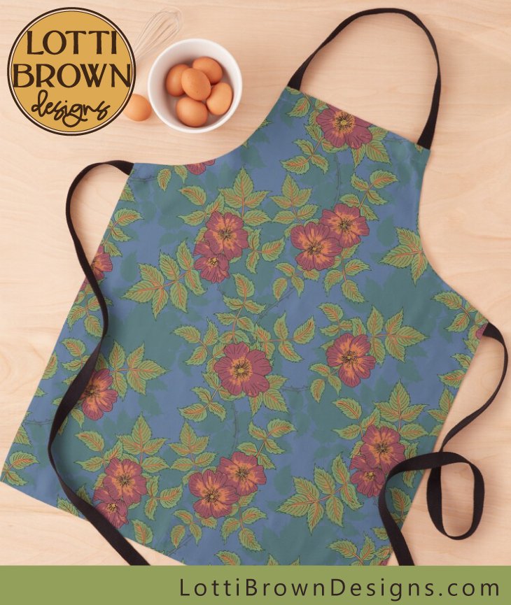 Wild rose apron by Lotti Brown