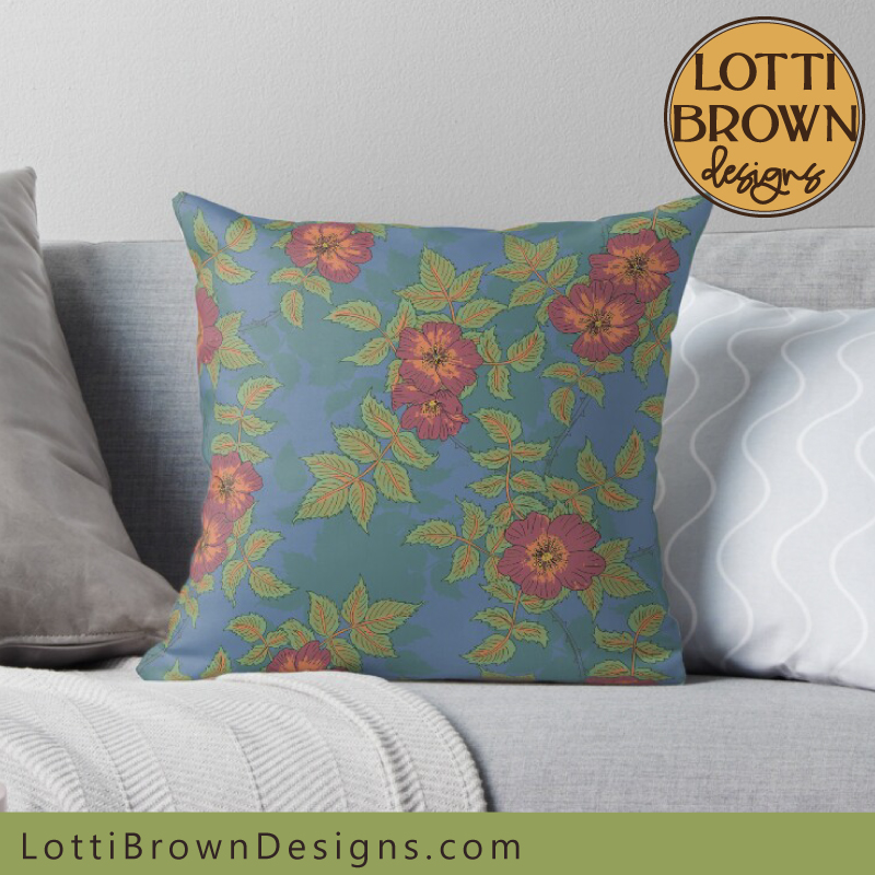 Wild rose throw pillows