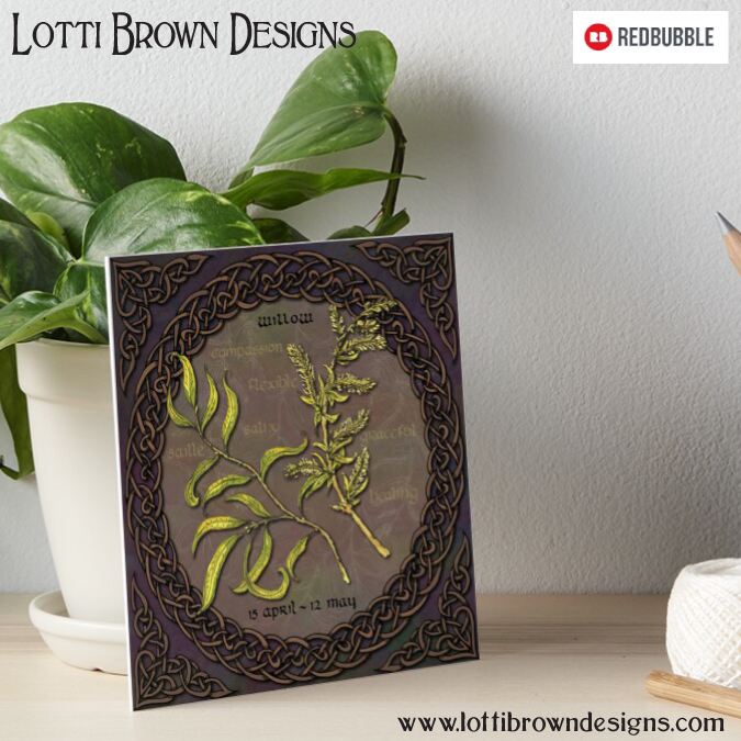 Celtic tree calendar willow mini art print