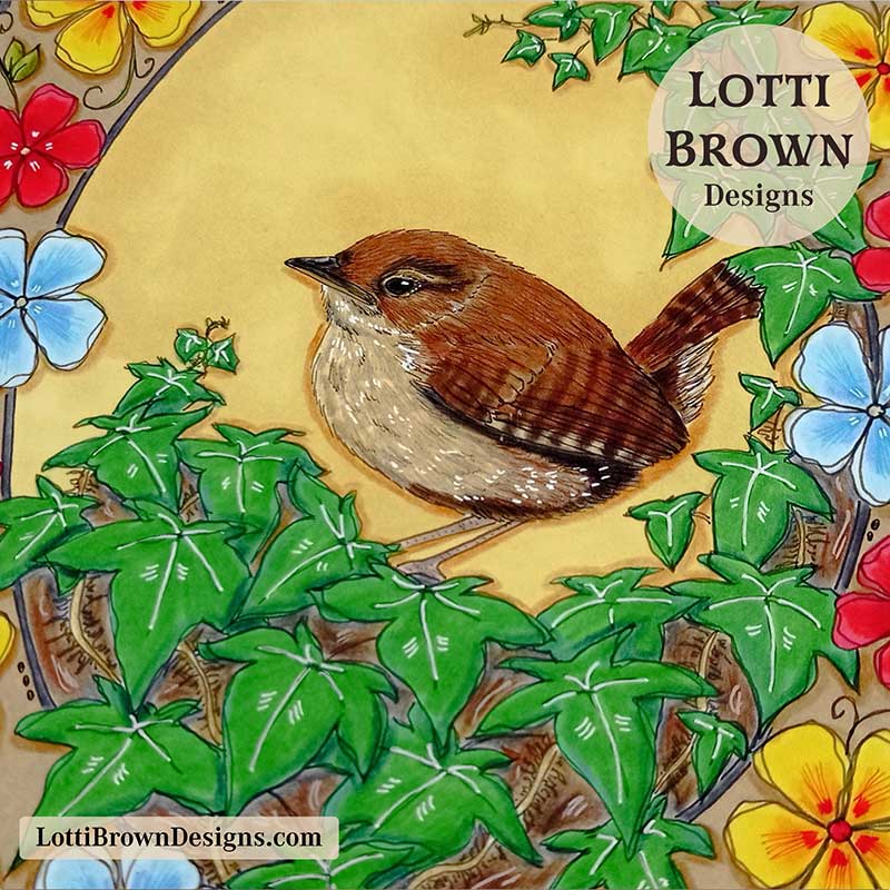 Wren art giclee print detail