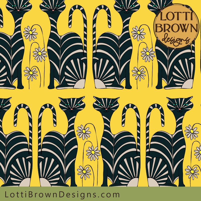 yellow cat pattern detail
